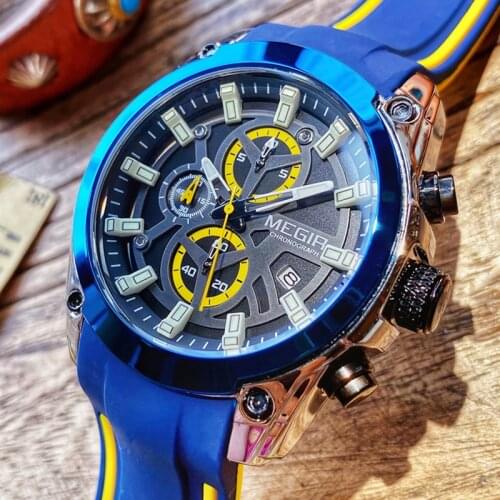 MEGIR New Men‘s Quartz Watches Top-Brand Luxury Sports Wrist Watch Silicone Waterproof Luminous Military Clock Relogio Masculino