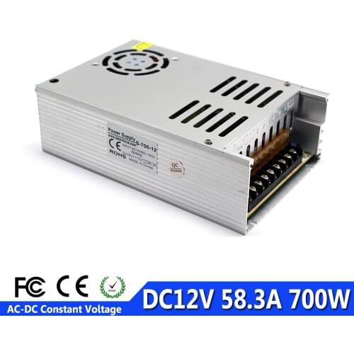 New design DC Power Supply DC12V 58.3A 700W block power for LED Strip CNC 3D Print transformer 220v 110v to fonte 12v SMPS