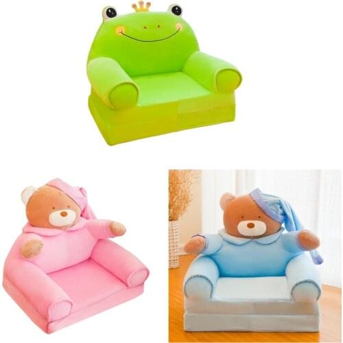 Adorable Kids Foldable Sofa Chair Cover Cartoon Animal Couch Seat Replacement Cover Soft and Comfortable