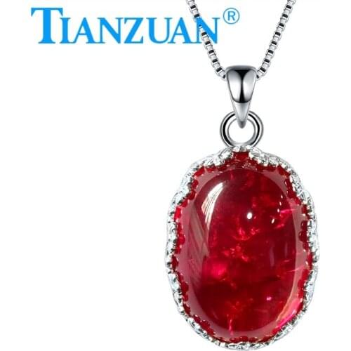 Oval shape cabohon red ruby inclusions stone 925 silver Fashion 23ct 14*19mm oval shape Artificial Jewelry for Pendant Necklace