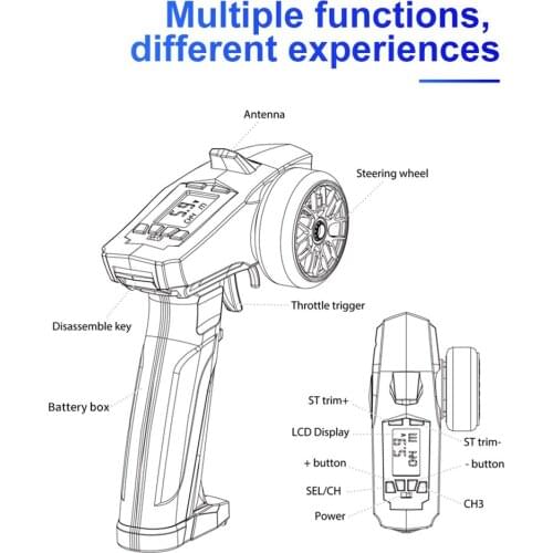 P32 Turbo Racing 91803G-C 2.4G 4CH VT system LCD Display Radio Transmitter Remote Controller with Receiver for RC Car Boat