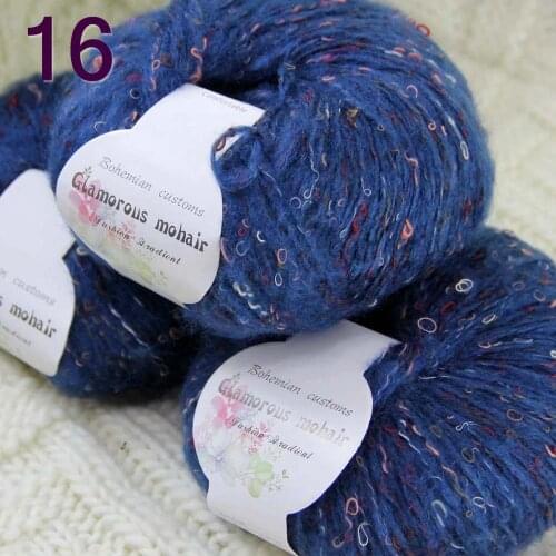 Sale 3SkeinX50gr Luxury Fluffy Soft NEW MOHAIR Shawls Hand Knit Crochet Yarn Blue 825-16-3