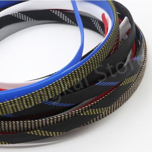 Multicolor PET Nylon Braided Sleeve Tube Ø3 4 6 8 10 12 14 16mm Three Weave Encryption Wire Protection Sleeve Good Flexibility