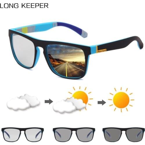 Polarized Photochromic Sunglasses Men Square Change Color Glasses Male Discoloration Driving Sun Glasses UV400 Oculos masculino