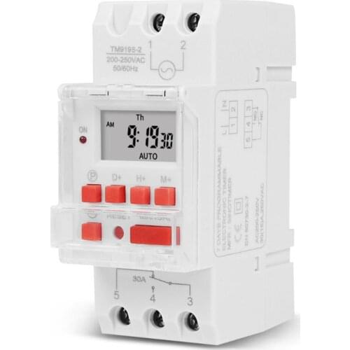 TM919B Heavy Duty Digital Time Switch Relay Timer Control Din Rail Mount Weekly 7 Days Programmable Electrical Equipment