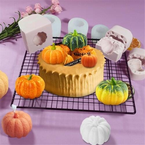Pumpkin 3D Candle Mold Aromatherapy Candle Handmade Making Mould Halloween Decoration Pumpkin Candle Silicone Mold