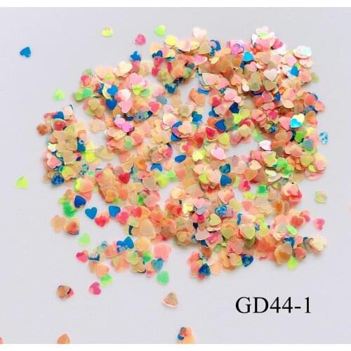 10g/bag Cute 3MM Thin Colorful Heart Nail Art Shinny Glitter Cute Decoration Nail Art Decoration GD44 -1