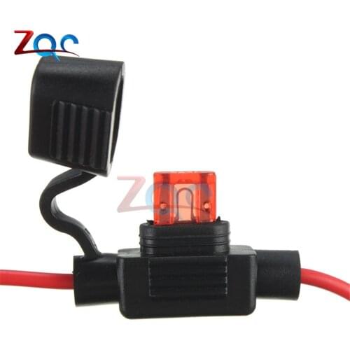 10PCS Waterproof Power Socket Mini Blade Type In Line Fuse Holders with 10A Fuse Car Replacement Fuses