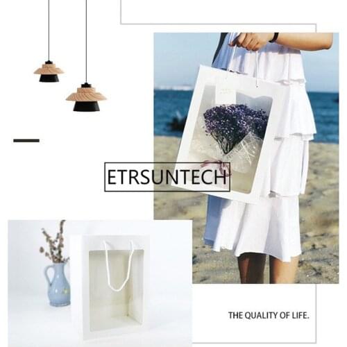 100pcs/lot Transparent window tote bag Holiday gift high-end gift boxes transparent packaging bags creative flower bag