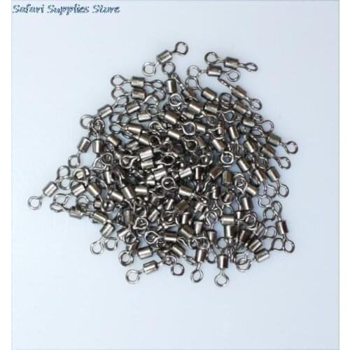 100PCS Stainless Steel Fishing Barrel Ball Bearing Rolling Swivel Solid Rings Line Hook Connecting Ring Lures Connector 7# 1 Cm