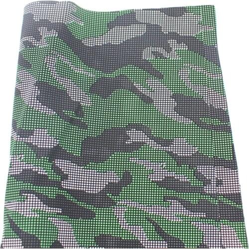12.2" x 8.2" Camouflag Printed Glitter Leather Vinyl Fabric with Soft Color Matching Backing for Accessories Bows DIY Shoes Bags