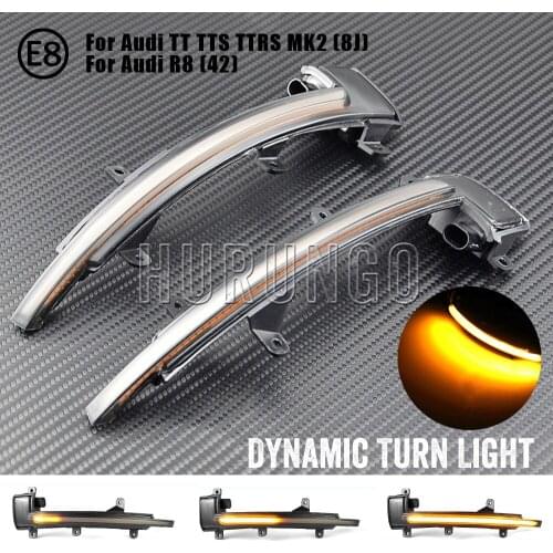 2pcs/lot For Audi TT TTS MK2 8J TTRS R8 2007 2008 2009 2010 2011 2012 2013 2014 LED Dynamic Turn Signal Light Side Mirror Lamp