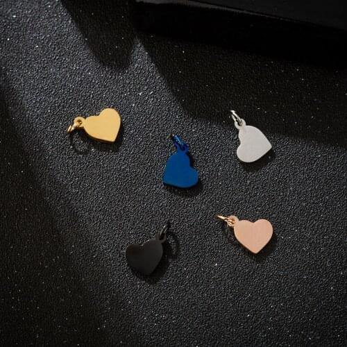 2 Pieces Stainless Steel Heart Charm With Jump Split Ring Jewelry Making Diy Accessories Black Silver Gold Rose Gold Blue Color