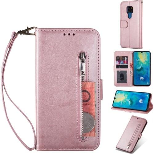 20pcs/lot Rear buckle Calf leather Zipper PU leather cover case for Huawei Mate 20 20 lite 20 pro Y6 Y7 P Smart 2019 shell