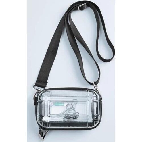 2021 Casual Small Box Designer Bag Womens Shoulder Crossbody Bags New Fashion Transparent Wide Shoulder Strap Messenger Bag