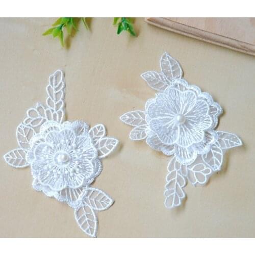 5 PCS Flower Embroidered Lace Bilateral Applique Trim Ribbon Sewing Decor Craft DIY