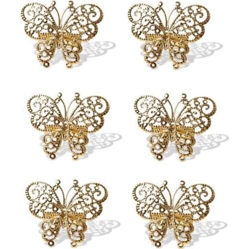 6 Pcs Butterfly Napkin Ring,Napkin Ring Holders For Wedding Holiday Valentines Day Christmas Party Dinner Table Decor