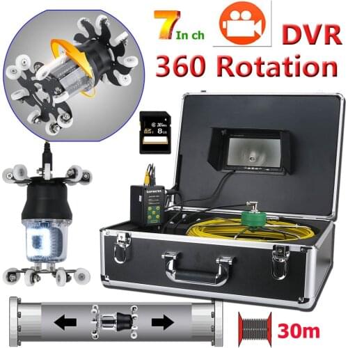 7 inch DVR Recor Pipe Inspection Video Camera Drain Sewer Pipeline Industrial Endoscope IP68 38 LEDs 360 Degree Rotating Camera