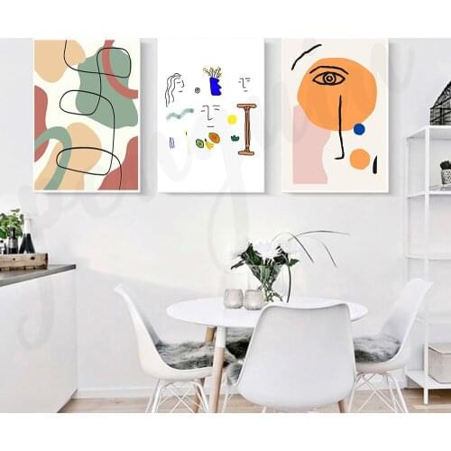 Abstract Line Face Wall Art Canvas Painting Colorful Geometry Art Poster Print Wall Picture for Living Room Home Decor
