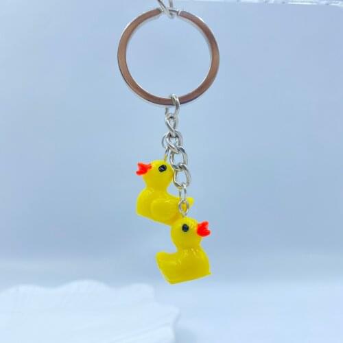Japanese and Korean cartoon hand-made cute little yellow duck pendant girl vitality fun sweet animal duck keychain