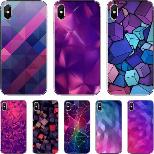 Purple-Geometric-Ice-Cube-Art Phone Covers For LG G5 G6 G7 Q6 Q7 Q8 Q9 V10 V20 V30 X Power 2 3 Spirit G2 G3 G4 Mini