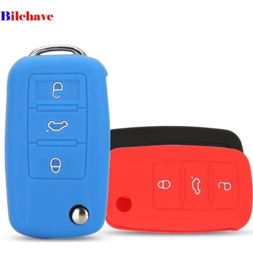 Bilchave 3 Buttons For Skoda Octavia A5 Superb Fob Silicone Remote Car Key Case Cover Holder