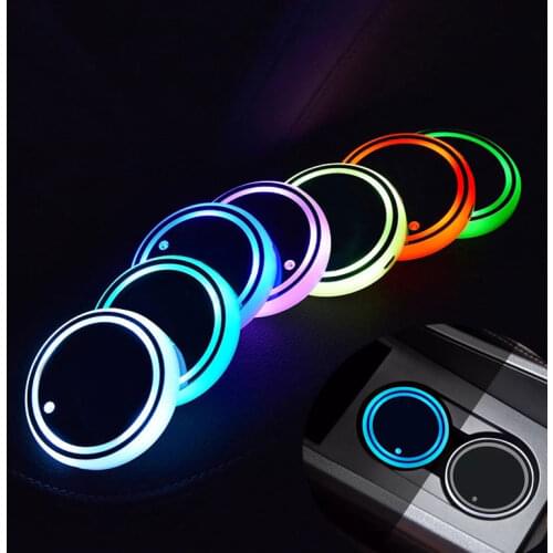 Color Car Coasters Bottle Atmosphere Light Car LED Cup Holder Light Mats Backlight LED Cup Holder Pads Anti-slip Mat Accessories