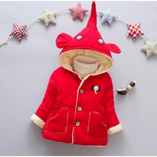 Children Winter Outdoor Elephant Pattern for Girls Hooded Warm Kids Outerwear Windbreaker Autumn Casual Baby Boy Coats Clothing