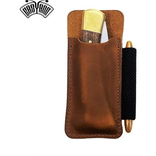 EASYANT Leather Pocket Organiser Pouch EDC Holster Belt Clip Sheath for Buck 110 Space Pen