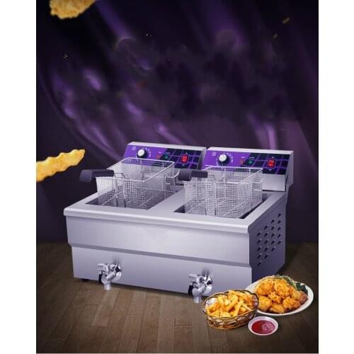 Electric Deep Fryers fryer double cylinder commercial 38L large-capacity frying machine French fries chicken steak with NEW