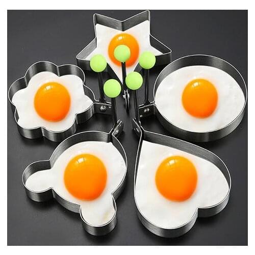Stainless Steel 5 Style Fried Egg Pancake Shaper Omelette Mold Mould Frying Egg Cooking Tools Kitchen Accessories Gadget Rings