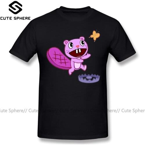 Happy Tree Friends T-Shirt Happy Tree Friends T Shirt Toothy Butterfly Cartoon Print Graphic Cute Tee Shirt Short Sleeve Tshirt
