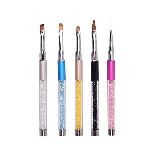 UV Pincel Gel Nails Ombre Brush Manicure Material Purple Rhinestone Handle Nylon Hair Professional Metal Nail Art Brush Tools