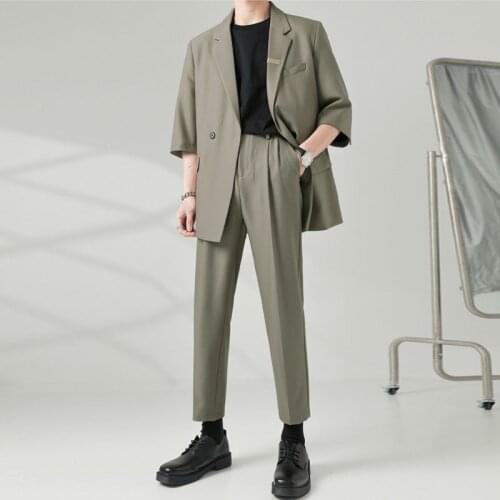 Suits Sets Jacket Pant Men Streetwear Chic Fashion Business Casual Blazers Jacket Pants Dress Wedding Suits Man Coat Trousers