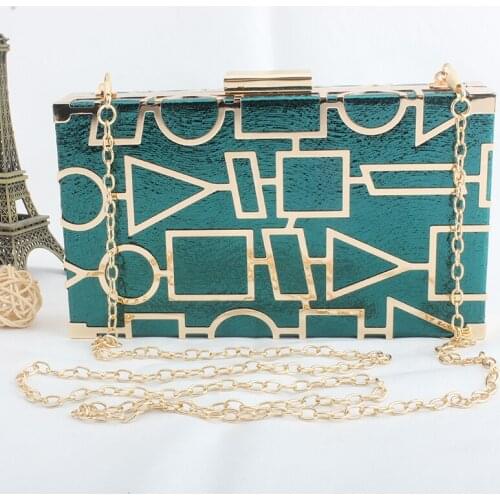 Fashion PU Leather Shoulder Bag Bolsa Feminina Chain Crossbody Bag Geometric Purse Evening Party Clutch Bag Box For Women