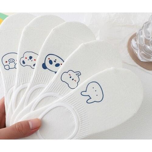 Fashion Cute Women Ankle Socks Harajuku Designer Funny Anime Panda Rabbit Dog Kawaii Girl Summer White Sport Short Sock