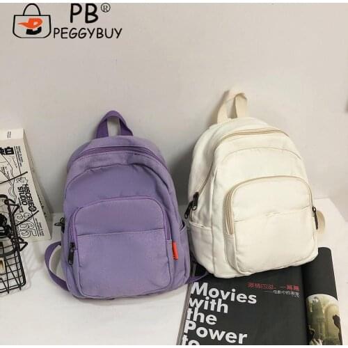 Fashion Ladies Canvas Large Capacity Knapsacks Solid Color Travel Backpack Women Zipper School Travel Backpacks