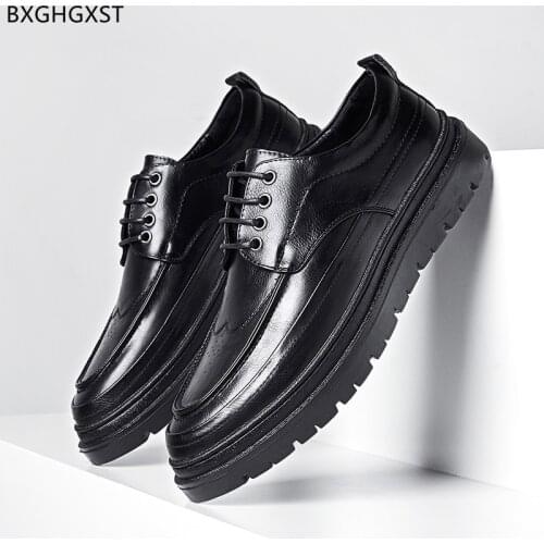 Black Leather Casual Shoes Men Luxury Designer Platform Shoes Man Fashion Oxford Shoes for Men 2021 Zapatillas Hombre Chaussure