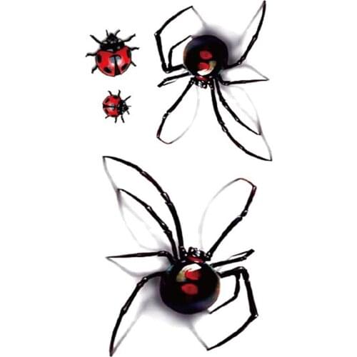 New 3D Color Tattoo Stickers Temporary Tattoos Sticker Disposable Large Pattern Water Transfer Waterproof Spiders Insects