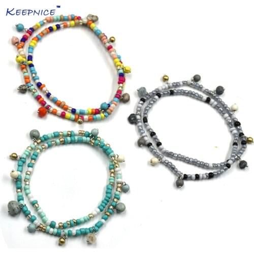 New BAREFOOT SANDALS Boho Barefoot Beach Bohemian Anklet Handmade Hippie Style Beaded Ankle Bracelet