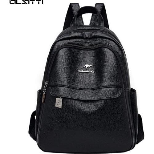 New Retro High Quality Leather Casual Backpacks for Women 2021 Female School Bag Large Capacity Women Backpack Sac A Dos