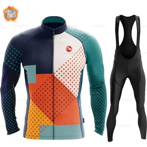 NEW Winter Thermal Fleece Set Cycling Clothes Mens Jersey Suit Sport Riding Bike MTB Clothing Bib Pants Warm Sets Ropa Ciclismo