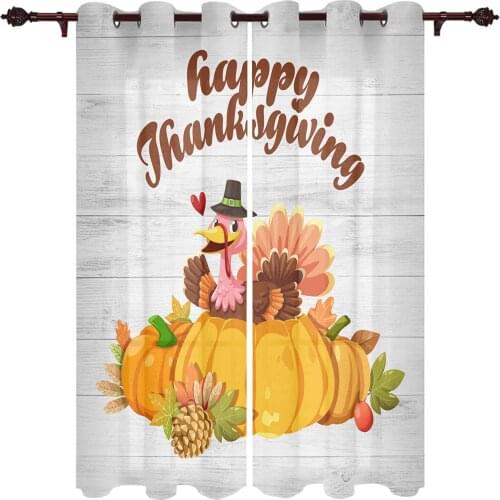 Thanksgiving Turkey Pumpkin Window Curtains Kitchen Bedroom Drapes Home Decor Luxury Curtains for Living Room