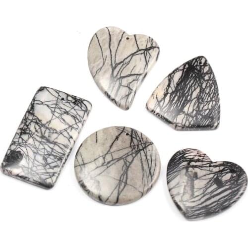 Natural Stone Pendant Round shape Necklace Pendant Stone for Womem Necklace Jewelry Making Reiki Healing Gift 5pcs