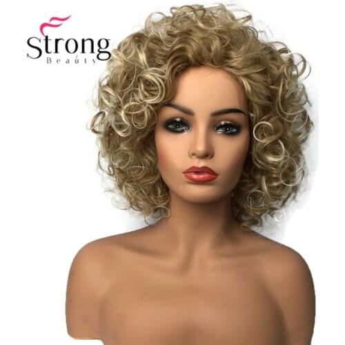 StrongBeauty Shotr Curly Natural Fluffy Hairstyles Hair Capless Wigs Womens Synthetic Hair Wig