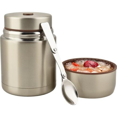 800ml Stainless Steel Food Jar Soup Container with Foldable Spoon Double Wall Vacuum Insulated Thermos for Student Office Worker