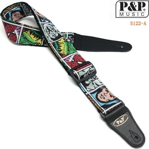 Cartoon Guitar Strap Belt With PU Leather Head Adjustable Cotton Belt Bass Electric Guitar Acoustic Guitarra Strap