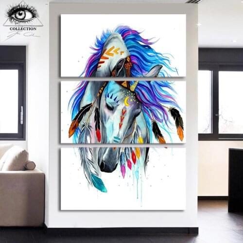 Horse by Pixie Cold HD Art print 3 piece canvas art Wall Pictures For Living Room With Frame Decorative Pictures CU-3107C