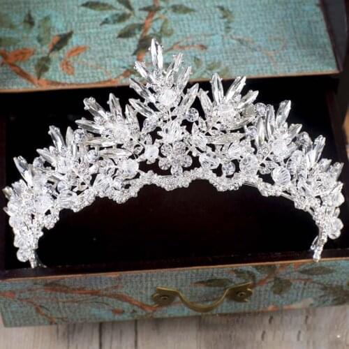 Luxury Rhinestone Crystal crowns Beaded women Tiara bride wedding hair accessories