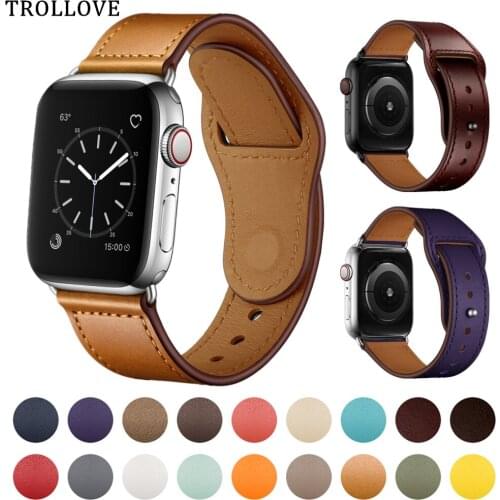 Leather Replacement Band For Apple Watch 4 44mm 40mm Wrist Bracelet Strap For iWatch Smart Accessories Series 1 2 3 42mm 38mm